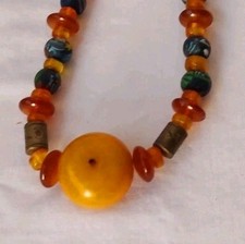 Antike Perlen Kette a.Himalaya ,Afrika.Italien  Bernstein Türkis Murano 