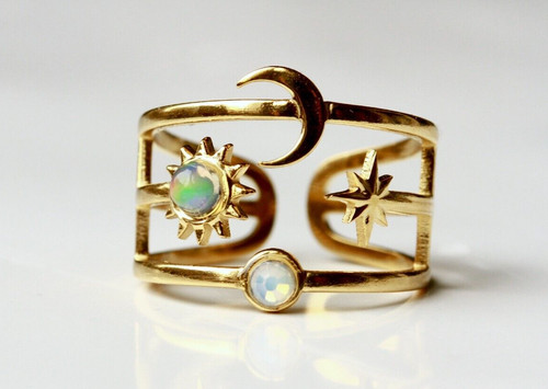 Damen ring opal gold sonne - ring,