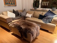 Ledersofa Indra  / Außenmaße 2,07 m  x 2,77 m  Tiefe 1,06 m   mit Hocker