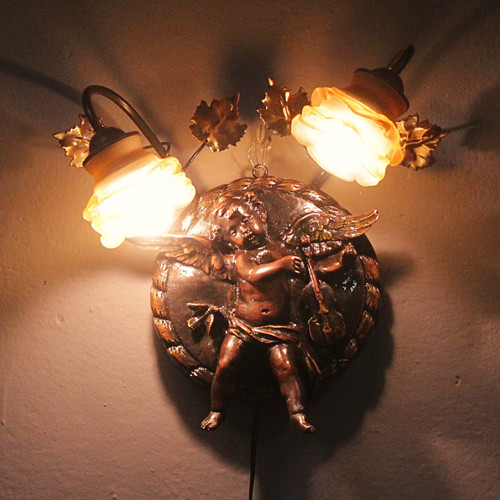 Vintage messing wandlampe - messing,
