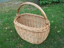 Einkaufskorb mit Längsgriff, Flaschenkorb, aus gesottener Weide 