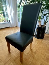 Küchenstuhl 2er Set Schwarz Kunstleder, bequemer Esszimmerstuhl, Beine aus Holz
