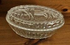 Antike Butterdose aus Pressglas mit Kuh Vallerysthal? * France (Frankreich) *