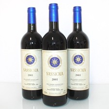 3 x SASSICAIA 2001 Tenuta San Guido Toskana Italien Rotwein 0,75l. 13,5%vol.alc.