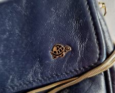 Leder ABENDTASCHE Schultertasche KETTE Tasche HANDTASCHE Blau Gold ca. 20 x 14