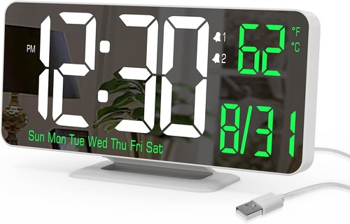 Led tischuhr mit spiegeluhr - mit,