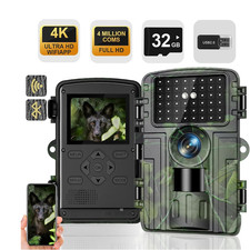 4K Nachtsicht Wildkamera | WLAN-App-Steuerung | 32GB Speicher