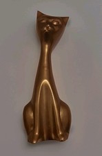 ?XL Messing Katze schwer alt 15cm 300g Figur Vintage Antik Skulptur 