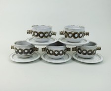 5 SUPPENSCHALEN mit untertellern ceramano gala sepia esthetique tique 70er jahre