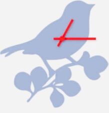 Wanduhr Selbstklebend Blau-Lila Vogel Motiv Wohnzimmer Deko Uhr