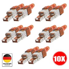 10x Netzwerkstecker CAT 7 Werkzeuglos RJ45 Netzwerk Metall Stecker Verlegekabel