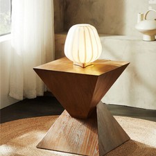 Beistelltisch geometrisches Design Couchtisch Nachttisch Holz Muster Sofatisch 