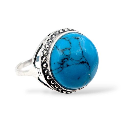 Vintage silberring mit rundem - vintage-silberring,