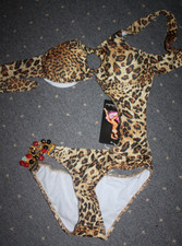 Badeanzug Einteiler Monokini braun beige Leo Gr S NEU "In Style Fashion"