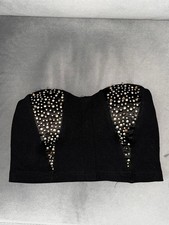 Sexy Giorgia Bustier Top Schwarz Glitzer Corsage Cups Perlen 34/36 Clubwear