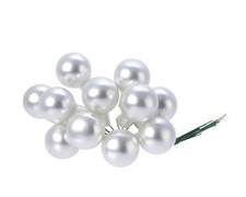 12 Weihnachtskugeln am Draht Glas 2cm mini klein Spiegelbeeren zum Basteln uni