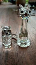 Swarovski Katze sitzend 4,5cm Katze stehend Metallschwanz 7,5 Kristallfiguren  
