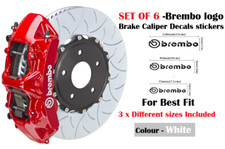 6er SET - Brembo hochwertige Bremssattel Aufkleber Aufkleber - 3 Größen - weiß