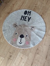 Aldi Kinderteppich Teppich rund Kinderzimmer grau Bär waschbar oh hey 100 cm ?4