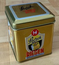 Alte Dose , Blechdose , Bonbondose , Storck 1 Pfennig Riesen , 8 x 8 cm , H 9 cm