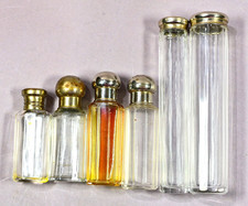 Reise Toiletten Flakon-Garnitur, Frisiertisch-Set, 6 facettierte Glasflakons