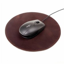 Leder-Mauspad - rundes Mouse pad aus echtem Leder Lederunterlage im Vintage-Look
