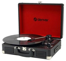 Der tragbare Plattenspieler Denver VPL-121BTK  USB SD Bluetooth AUX Lautsprecher