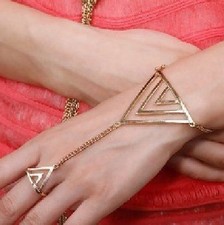 Sklaven Armband mit Ring Kette Dreieck Handschmuck  Sklavenarmband NEU