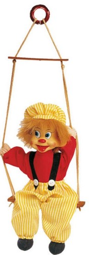 Lustiger clown auf schaukel - clown,
