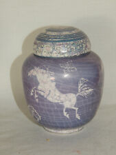 Teedose THOMS KERAMIK  Brunsbüttel  Dekor Pferde Krakeleeglasur 1950er