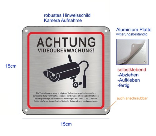 15x15cm aluminium hinweis - 15x15cm,