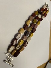 Vintage chinesische WK silber polierte Tri Row Steine T Bar Kippkunst Armband 47g