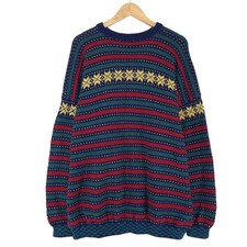 Vintage Nordic Pullover Norwegen Fair Isle Wolle Herren Xu4 Größe XXL
