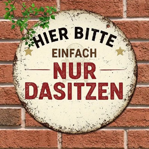 Blechschild rund hier bitte - rund,