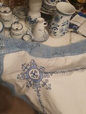 Weiß Blau Tischdecke Mitteldecke Handgefertigt Ein Traum!  @ 95 x 95 cm @ Top!