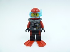 Lego cty0559 Taucher, weiblich, rote Flossen | City Mini Figur