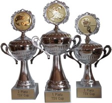3 silberne Henkel-Pokale für