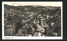 Glashütte /Sa., Ansichtskarte, Blick auf den ort mit Uhrmacherschule 1940 
