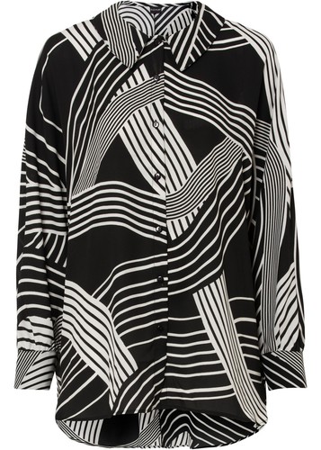 Longbluse schwarz weiß - 46,