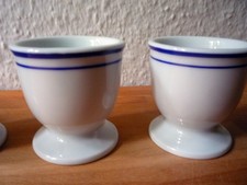 4 hohe Porzellan Eier Becher - blau weiß - Eierbecher
