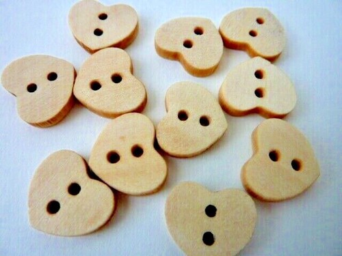 Herz holzknopf natur 15mm - herz,