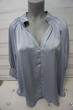 H&M Satin Schlupfbluse Bluse Gr. L ohne Muster, Blau ,Polyester