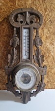 VINTAGE BAROMETER THERMOMETER WETTERSTATION HOLZ