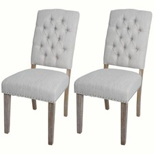 B-Ware 2er-Set Esszimmerstuhl MCW-O66b, Stuhl Chesterfield Nieten Stoff hellgrau