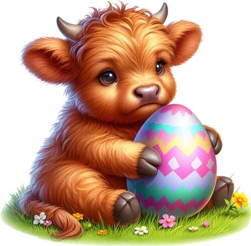 Ostern baby highland kuh - baby, ei