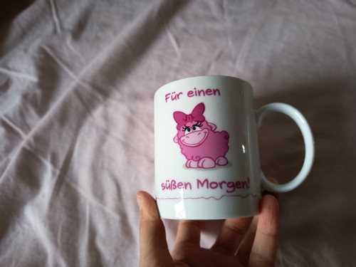 Tasse weiß pink süß poppy - weiß,
