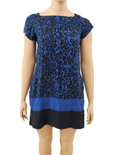 44 Shiftkleid Leopardenmuster EMONITE schwarz blau ausgefallen Taschen