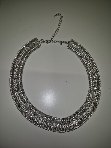 Halskette silber glitzersteine - halskette,