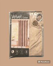 2er Set Ösenvorhänge VELVET CURTAIN Gardine Wohnzimme GOLDBRAUN Vorhang