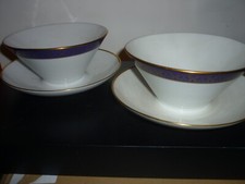 2 Soßenschalen Sauciere Rand Blau Gold Bordüre Eschenbach Bavaria Schüssel